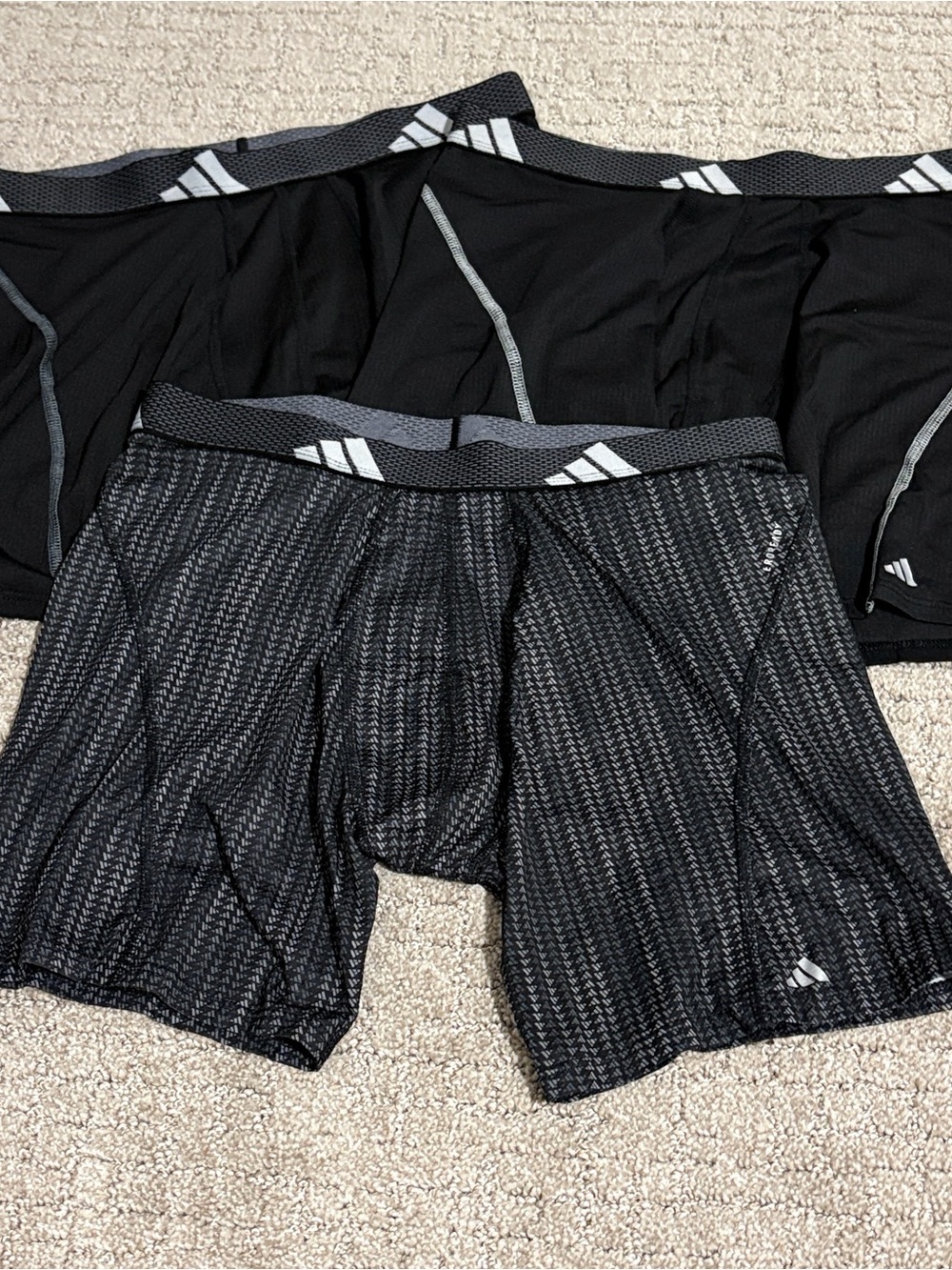 adidas Black Men's Athletic Boxer Briefs with Subtle Pattern
